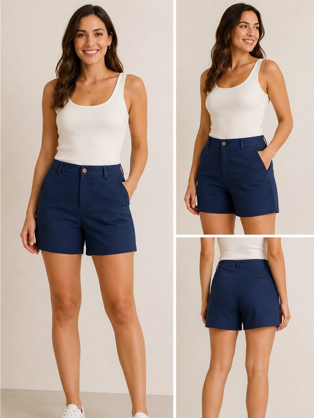 Lauren Ralph Lauren Women’s Navy Blue Chino Shorts Size 8 Cotton Stretch